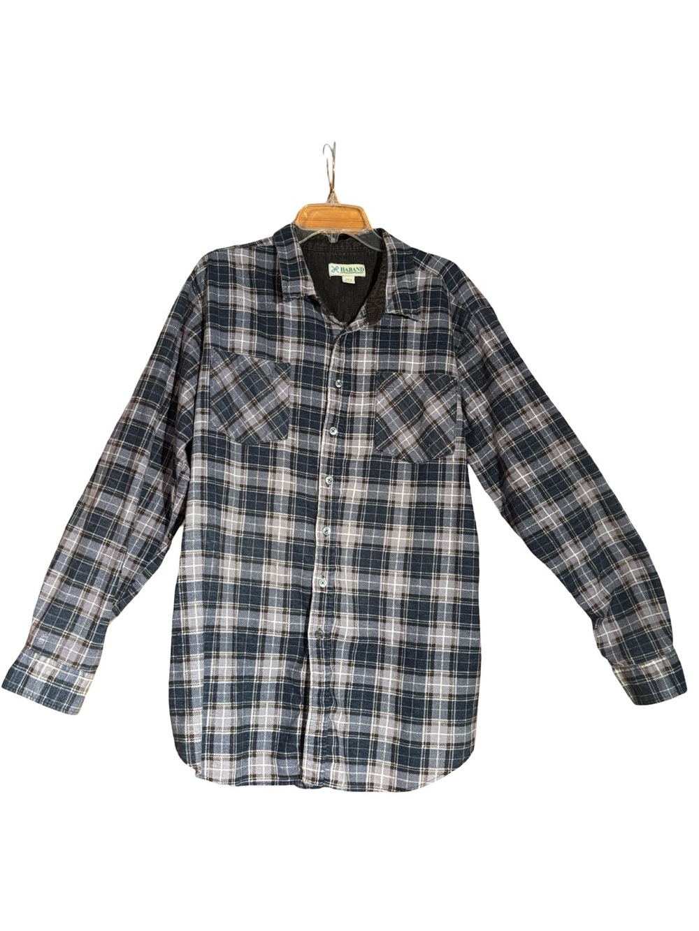 Haband Plaid Flannel Shirt XL Tall Navy Workwear